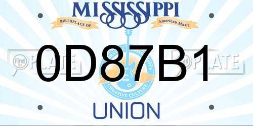 0D87B1 Mississippi License Plate
