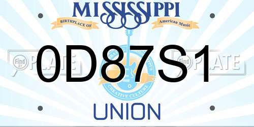 0D87S1 Mississippi License Plate