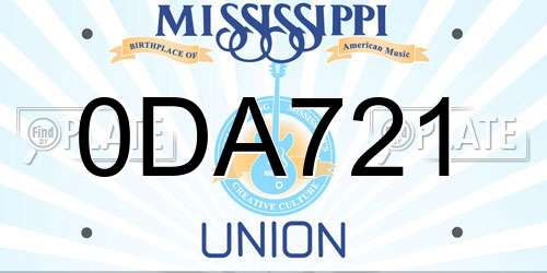 0DA721 Mississippi License Plate
