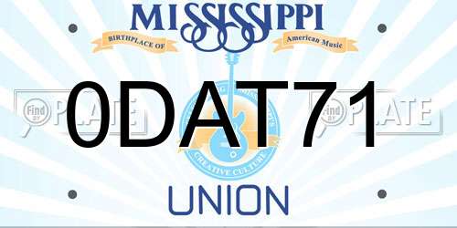 0DAT71 Mississippi License Plate