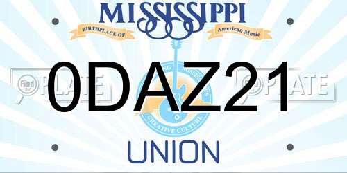 0DAZ21 Mississippi License Plate