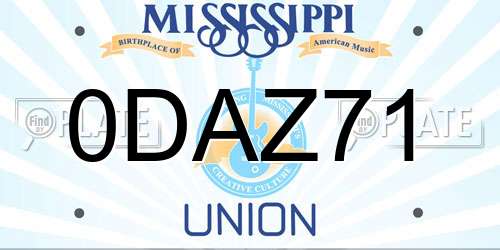 0DAZ71 Mississippi License Plate