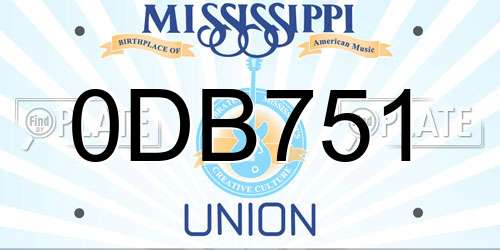 0DB751 Mississippi License Plate