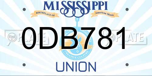 0DB781 Mississippi License Plate