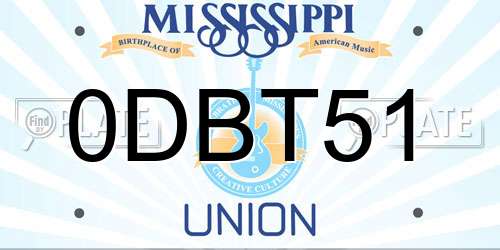 0DBT51 Mississippi License Plate
