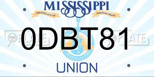 0DBT81 Mississippi License Plate