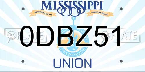 0DBZ51 Mississippi License Plate