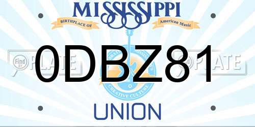 0DBZ81 Mississippi License Plate