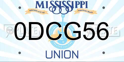 0DCG56 Mississippi License Plate