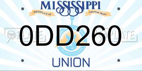 0DD260 Mississippi License Plate