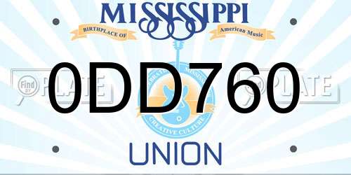 0DD760 Mississippi License Plate