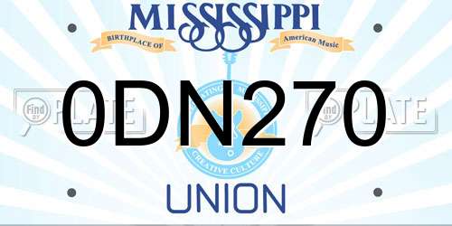 0DN270 Mississippi License Plate