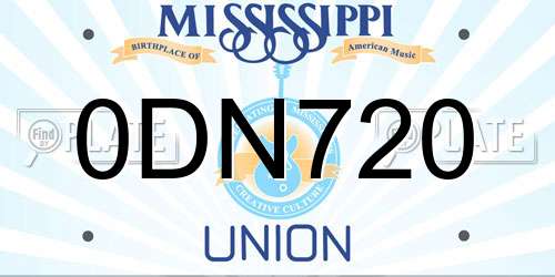 0DN720 Mississippi License Plate