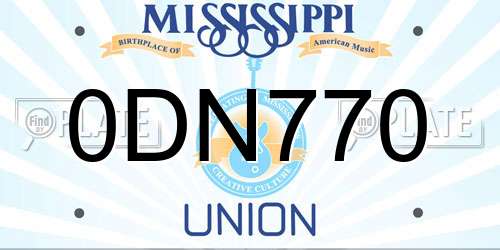 0DN770 Mississippi License Plate
