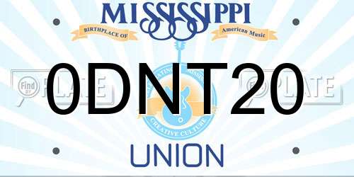 0DNT20 Mississippi License Plate
