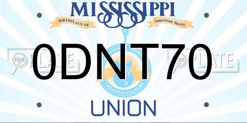 0DNT70 Mississippi License Plate