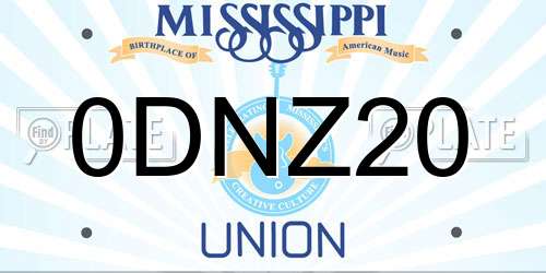 0DNZ20 Mississippi License Plate