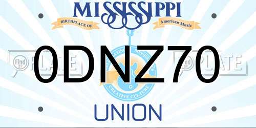 0DNZ70 Mississippi License Plate