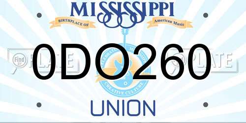 0DO260 Mississippi License Plate