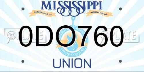 0DO760 Mississippi License Plate