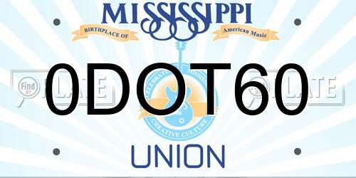 0DOT60 Mississippi License Plate