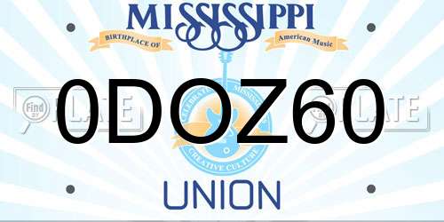 0DOZ60 Mississippi License Plate