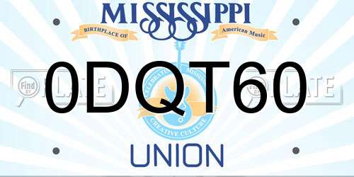 0DQT60 Mississippi License Plate