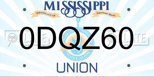0DQZ60 Mississippi License Plate