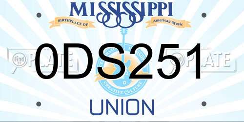 0DS251 Mississippi License Plate