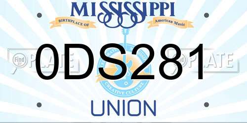 0DS281 Mississippi License Plate