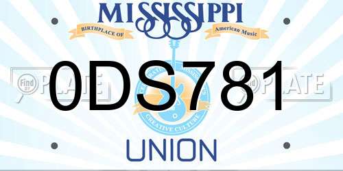 0DS781 Mississippi License Plate