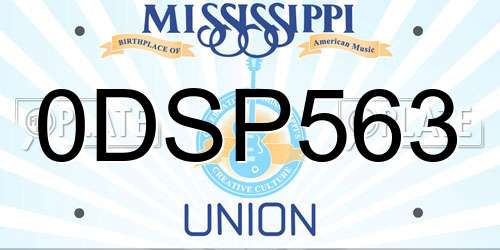 0DSP563 Mississippi License Plate
