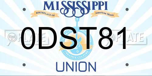 0DST81 Mississippi License Plate
