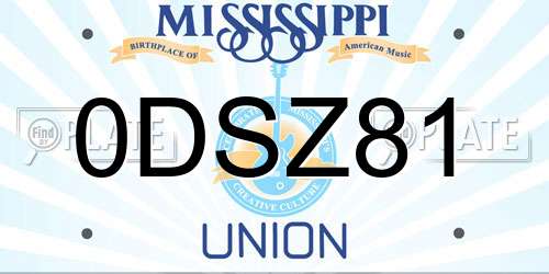 0DSZ81 Mississippi License Plate