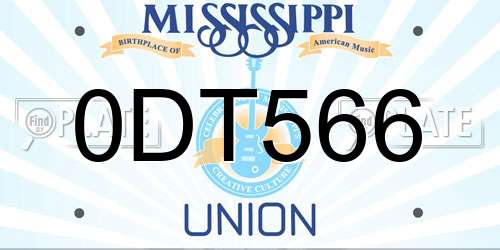 0DT566 Mississippi License Plate