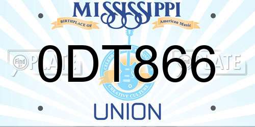 0DT866 Mississippi License Plate