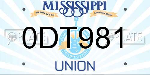 0DT981 Mississippi License Plate