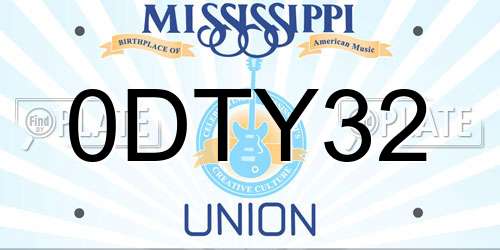 0DTY32 Mississippi License Plate