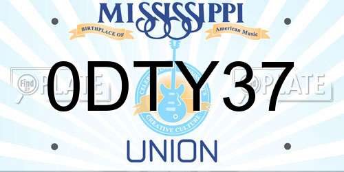 0DTY37 Mississippi License Plate