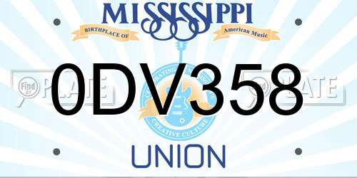 0DV358 Mississippi License Plate