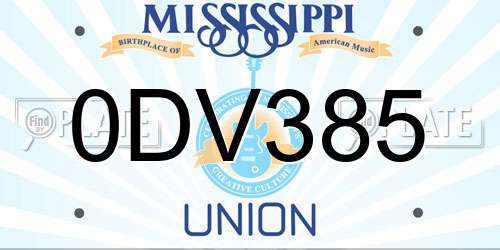 0DV385 Mississippi License Plate