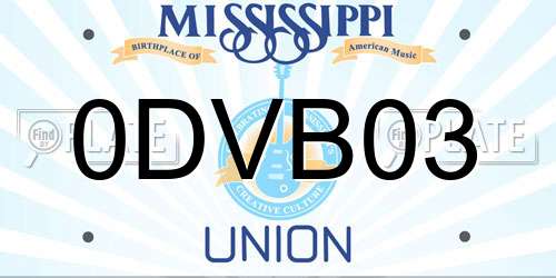 0DVB03 Mississippi License Plate