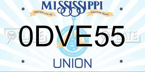 0DVE55 Mississippi License Plate