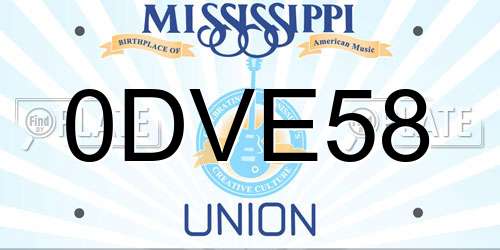 0DVE58 Mississippi License Plate