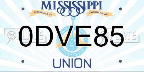 0DVE85 Mississippi License Plate