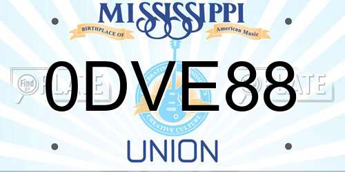 0DVE88 Mississippi License Plate