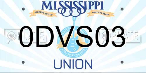 0DVS03 Mississippi License Plate