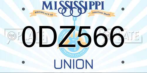 0DZ566 Mississippi License Plate