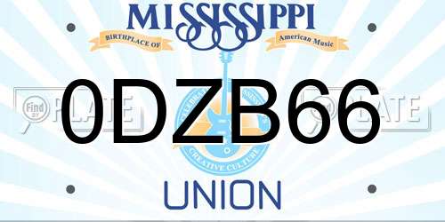0DZB66 Mississippi License Plate
