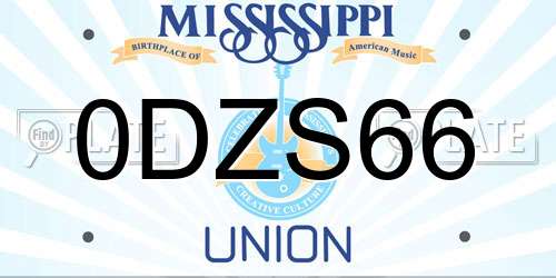 0DZS66 Mississippi License Plate